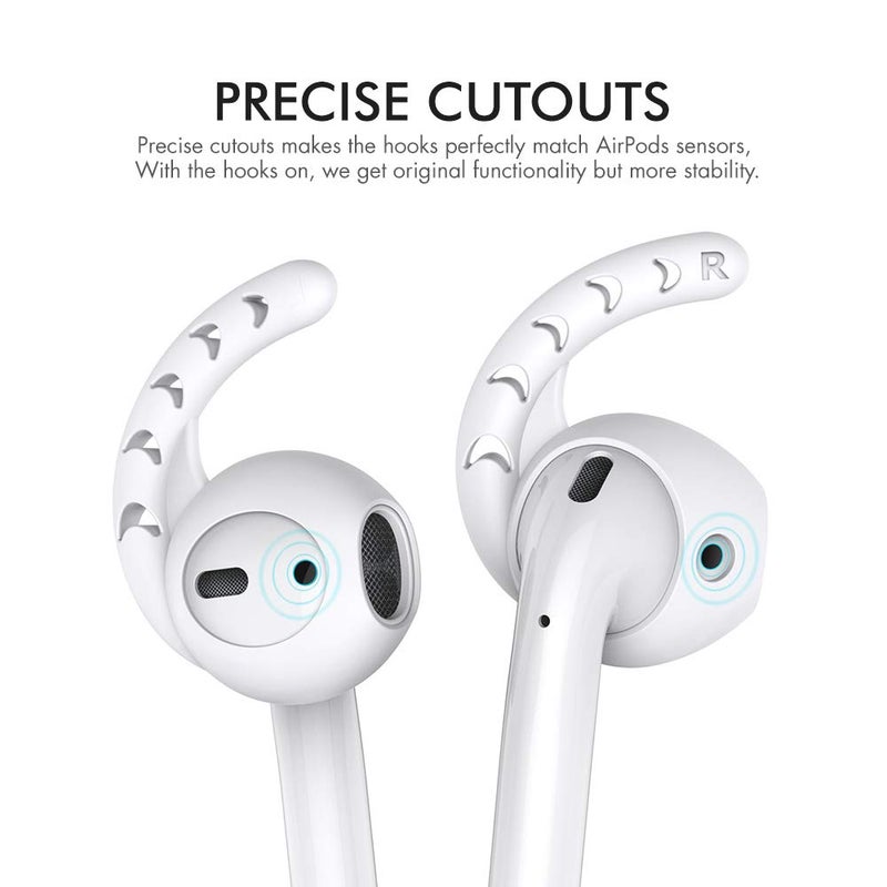 AhaStyle 3 Pairs AirPods Ear Hooks Cover Silicone Accessories Compatible with Apple AirPods and EarPods Headphones(Milk White) - Image 4